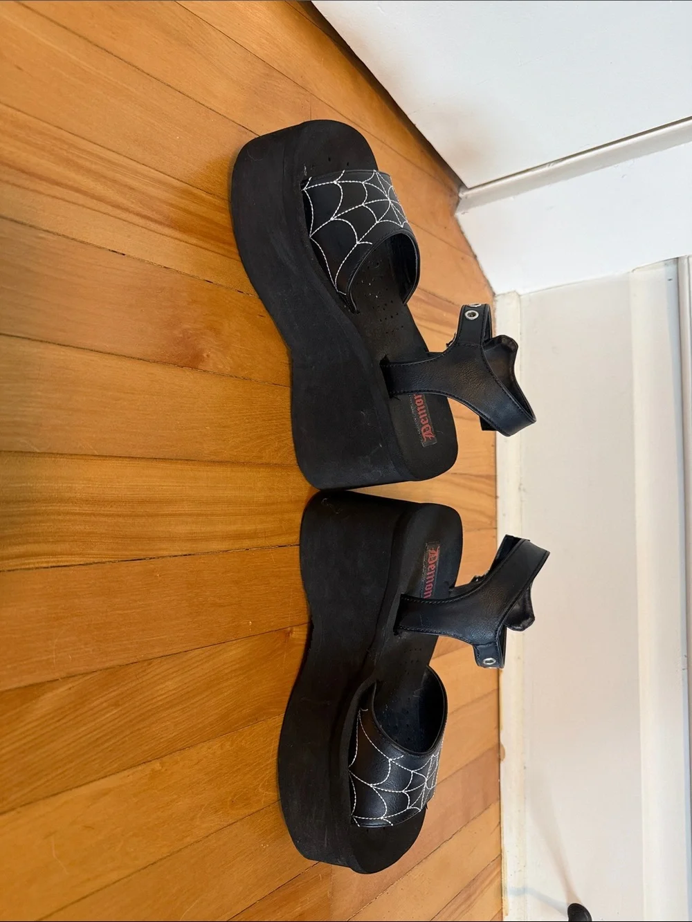 Demonia spiderweb platform sandals - size 7